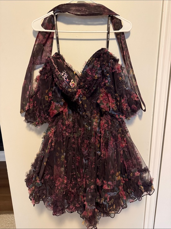 Sherri Hill Dresses & Skirts - Sherri Hill Black Floral Ruffle Chiffon Dress